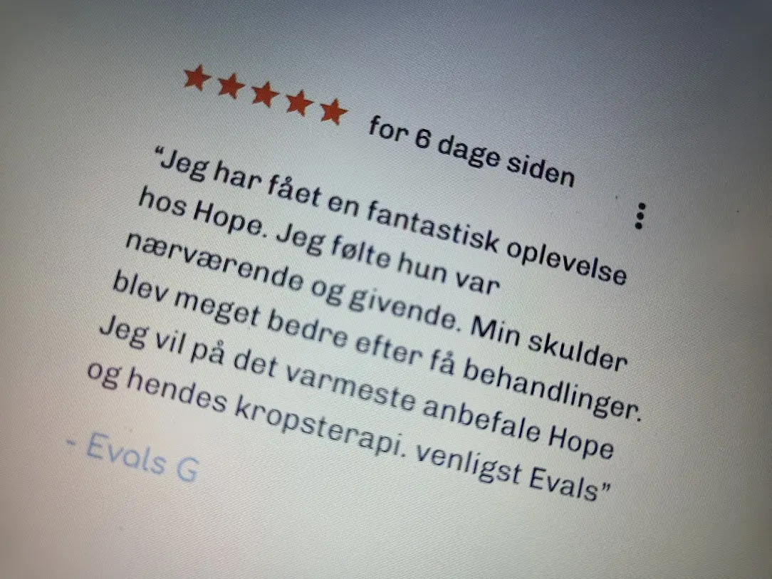 En kropsterapi anmeldelse fra en klient